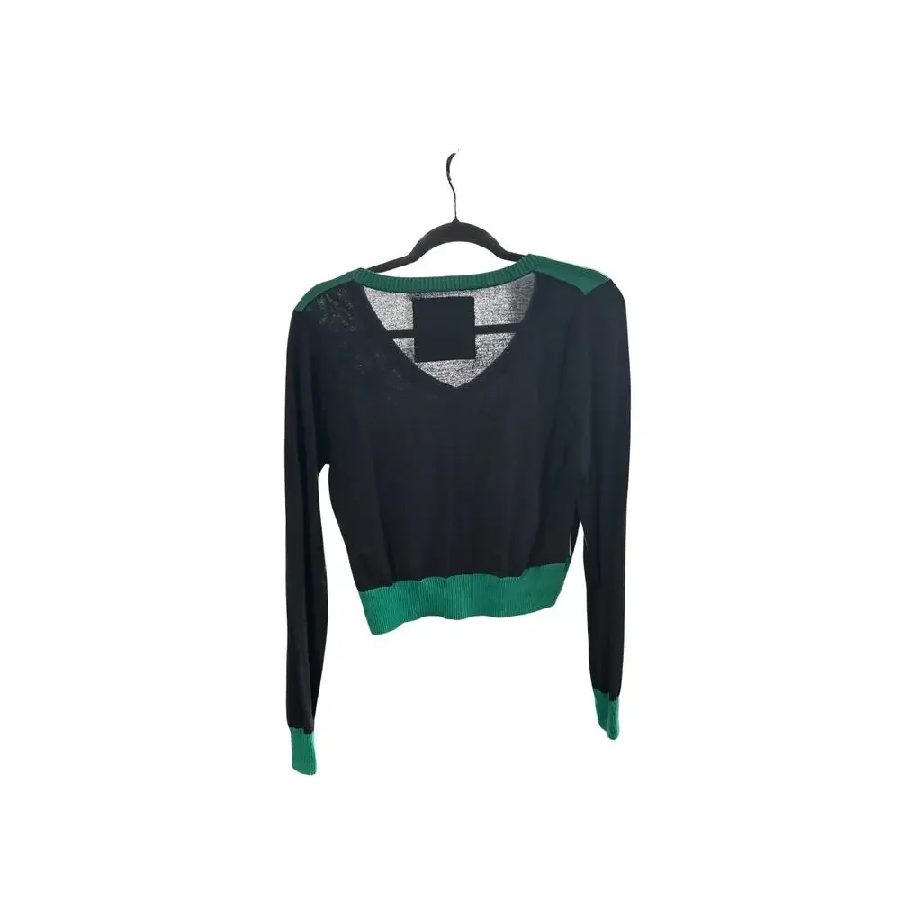 Marvel Green and Black Loki V-neck crop button cardigan with gold embroidery